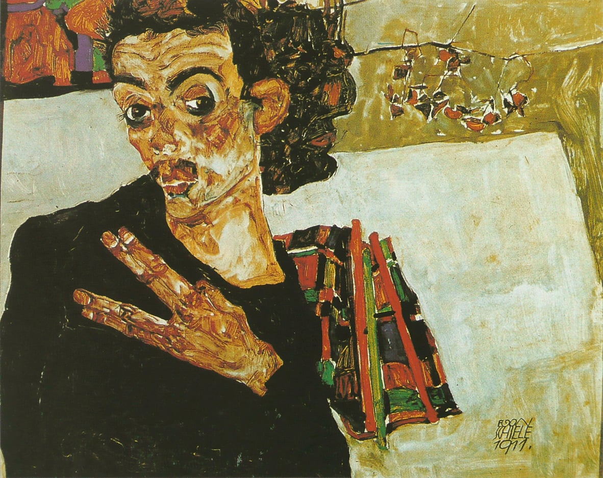 Autoritratto Con Contenitore Nero | Egon Schiele